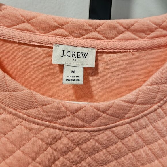 J. Crew Factory Quilted Button Neck Sweatshirt in Coral Medium Comfy Chic - Picture 2 of 10